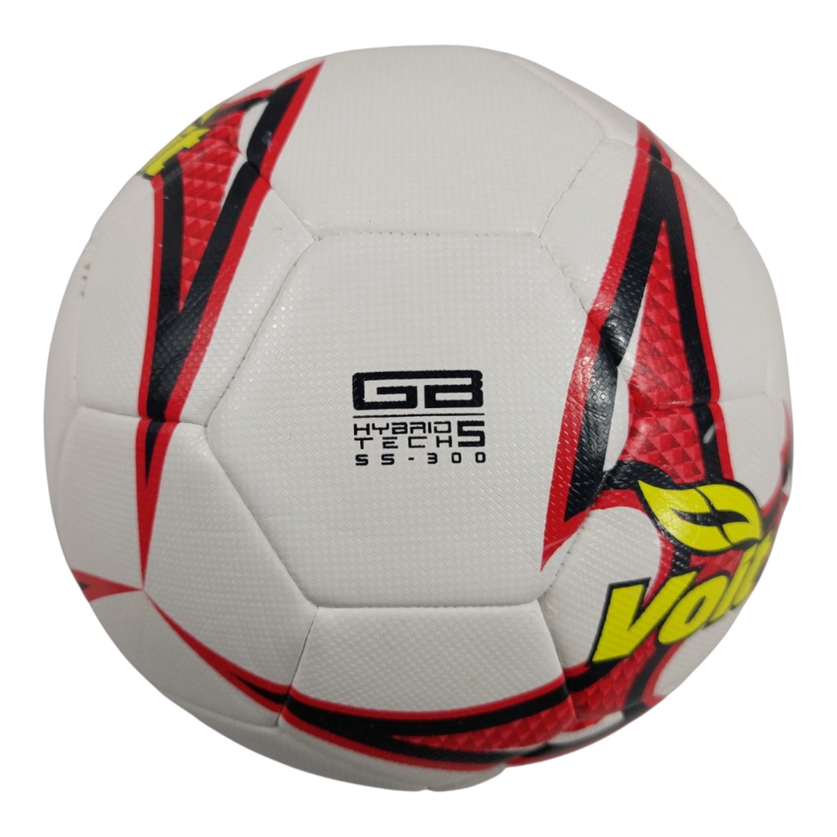 Balón de fútbol Radach Sports Voit Shuriken Híbrido número 5 en color blanco con detalles en rojo y amarillo