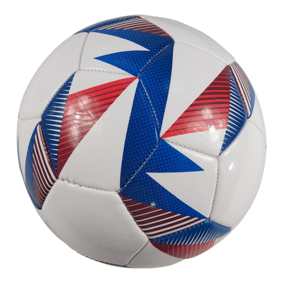 Balón de fútbol Radach Sports Voit SPBALL número 5 con diseño geométrico en colores blanco, azul y rojo
