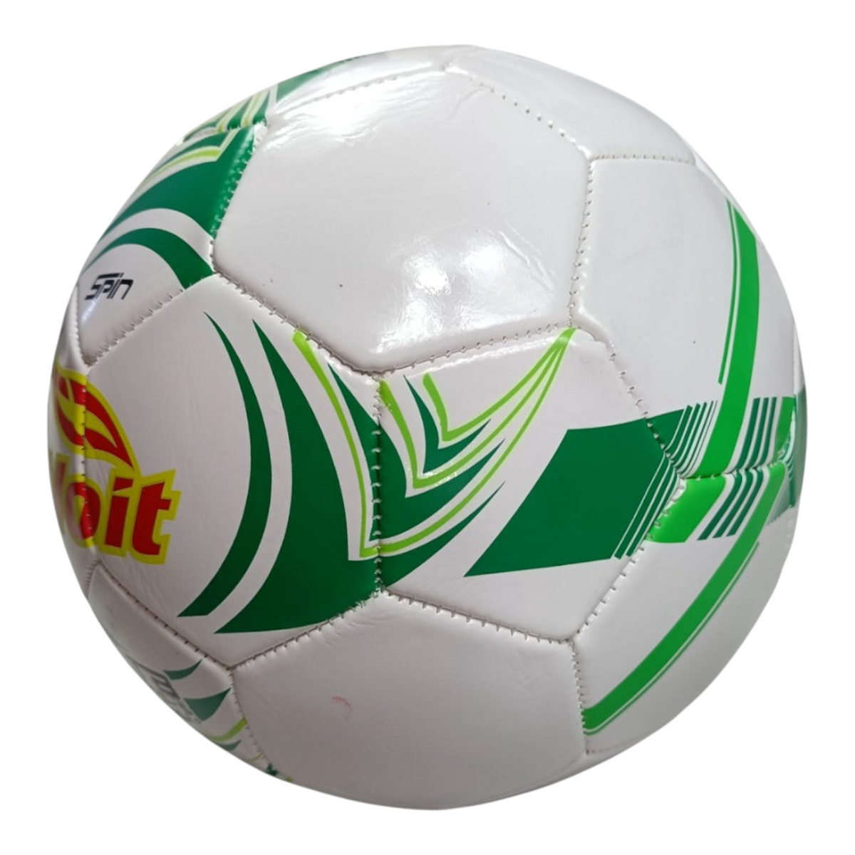 Balón de fútbol Radach Sports Voit Spin número 5 en color blanco y verde con diseño de 32 paneles sintéticos