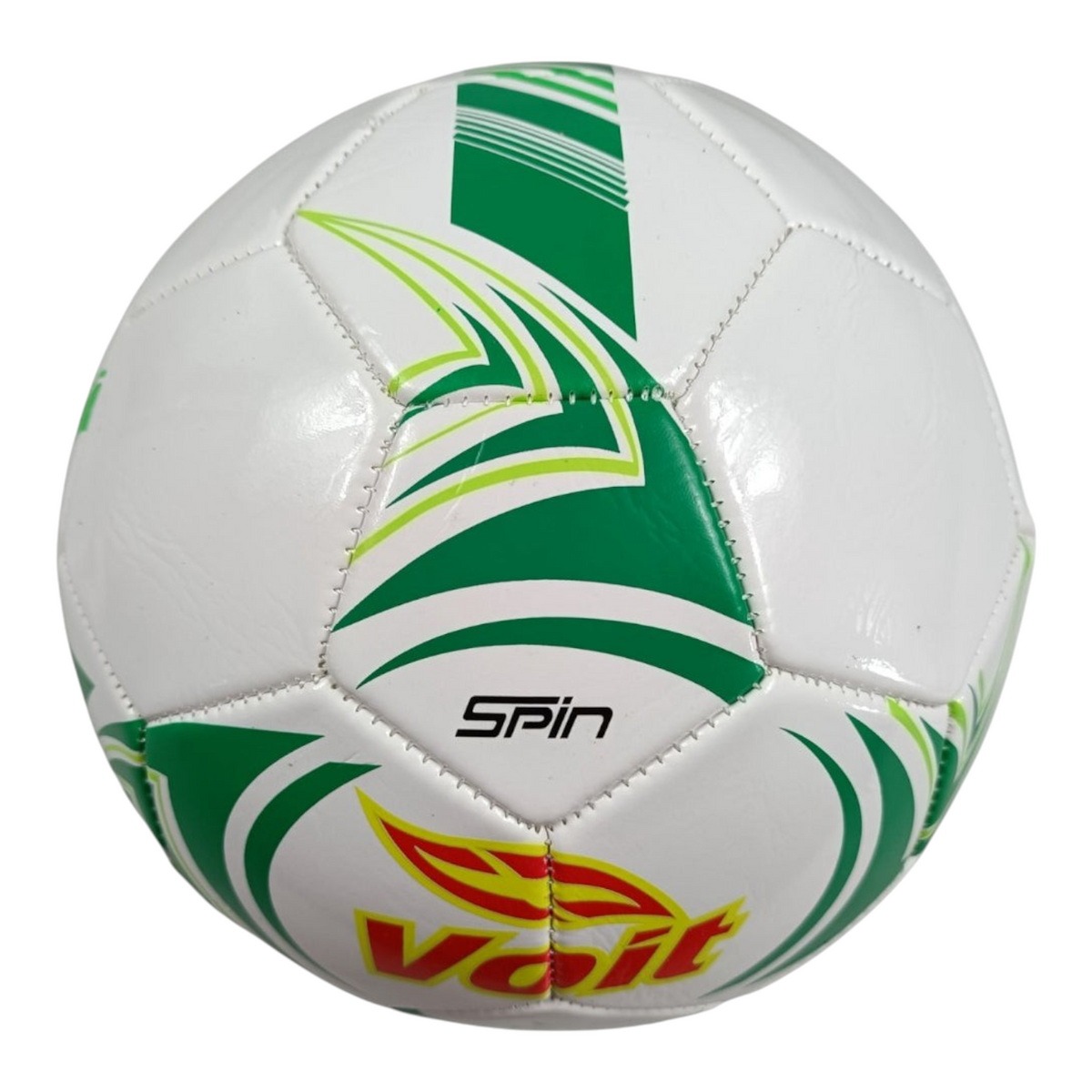 Balón de fútbol Radach Sports Voit #5 Spin en color blanco y verde con diseño de 32 paneles para alto rendimiento