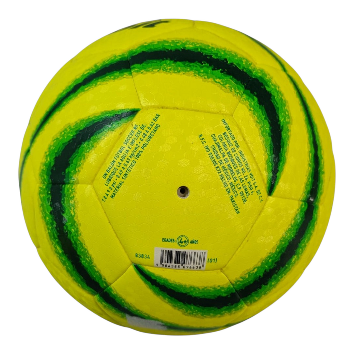 Balón de fútbol Radach Sports Voit Tempest No. 5 amarillo y verde con tecnología híbrida para Liga MX