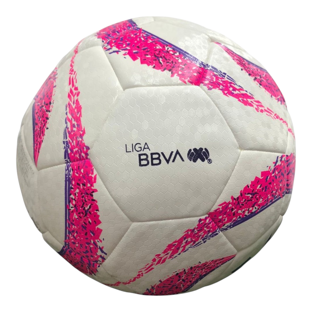 Balón de fútbol Radach Sports Voit Tempest SS300 híbrido tamaño 5 en color blanco con gráficos en rosa y morado