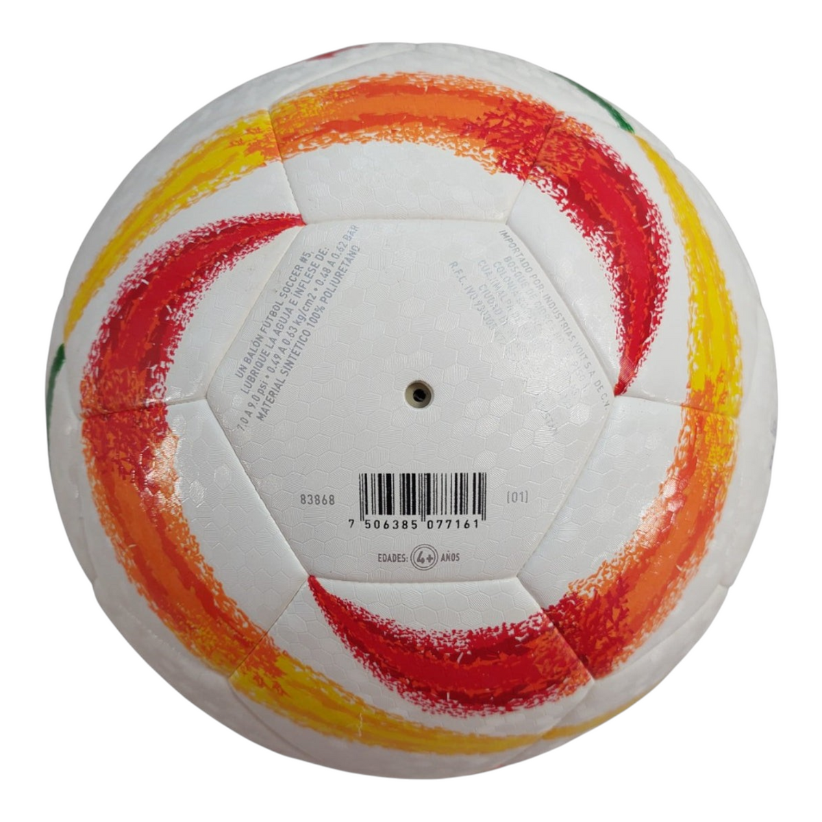 Balón de fútbol Radach Sports Voit Tempest S300 número 5 con diseño híbrido de 32 paneles en colores blanco y naranja