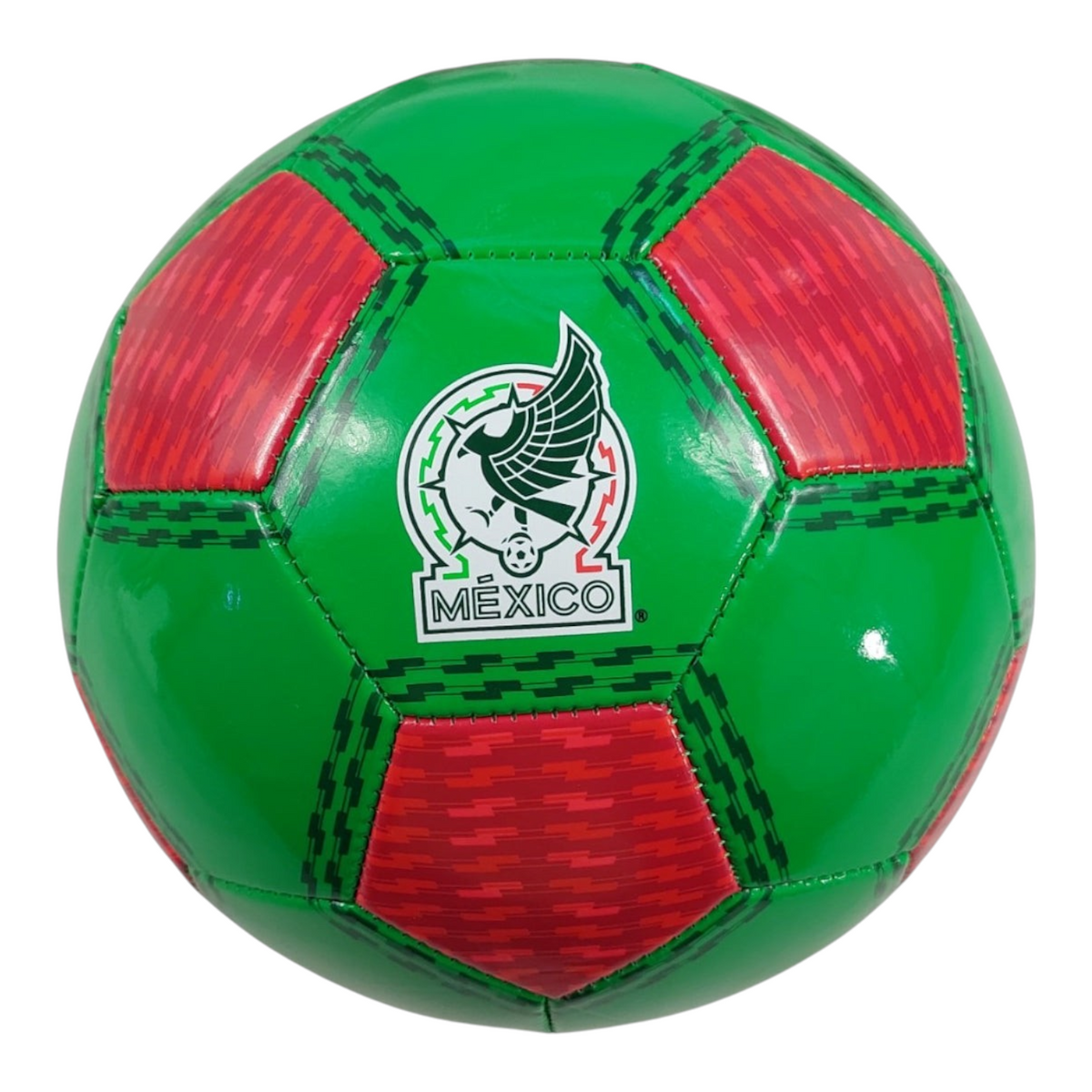 Balón de fútbol Radach Sports Voit Tlahui número 5 en color verde y rojo con el escudo de la Selección Mexicana