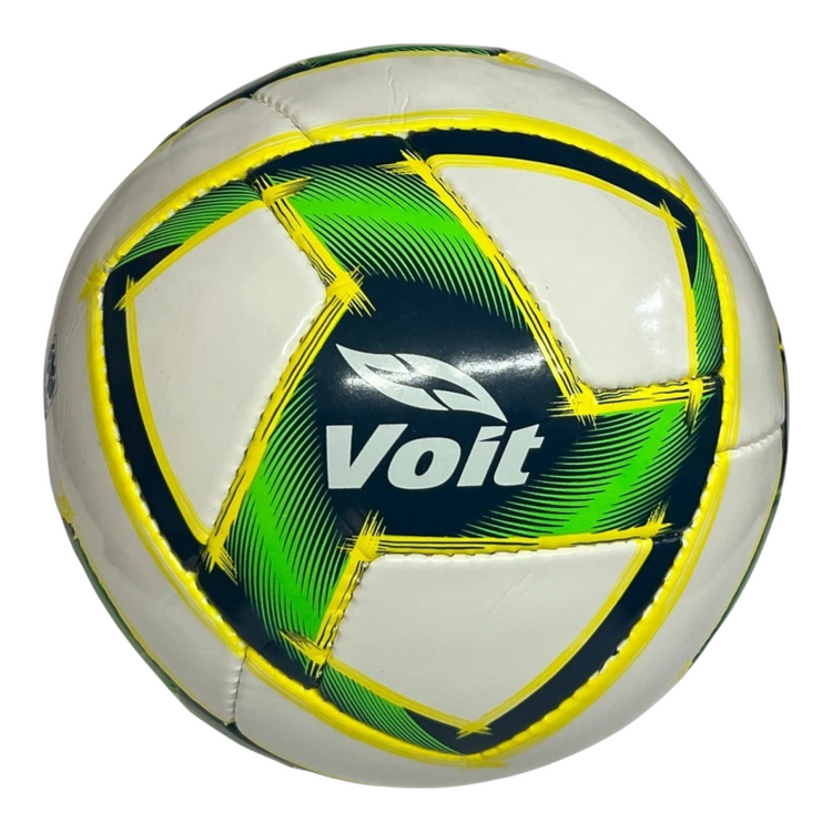 Balón de fútbol Radach Sports Voit Tracer Apertura 2022, cosido a mano, color blanco, verde y amarillo, talla 5.