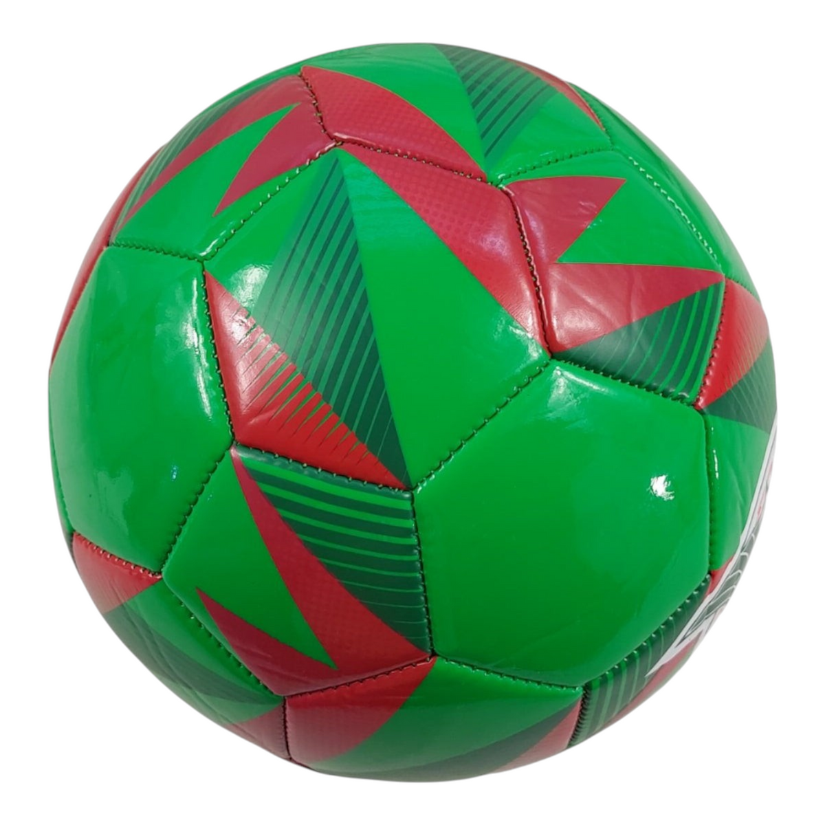 Balón de fútbol Radach Sports Voit número 5 en color verde y rojo con diseño geométrico para entrenamiento recreativo