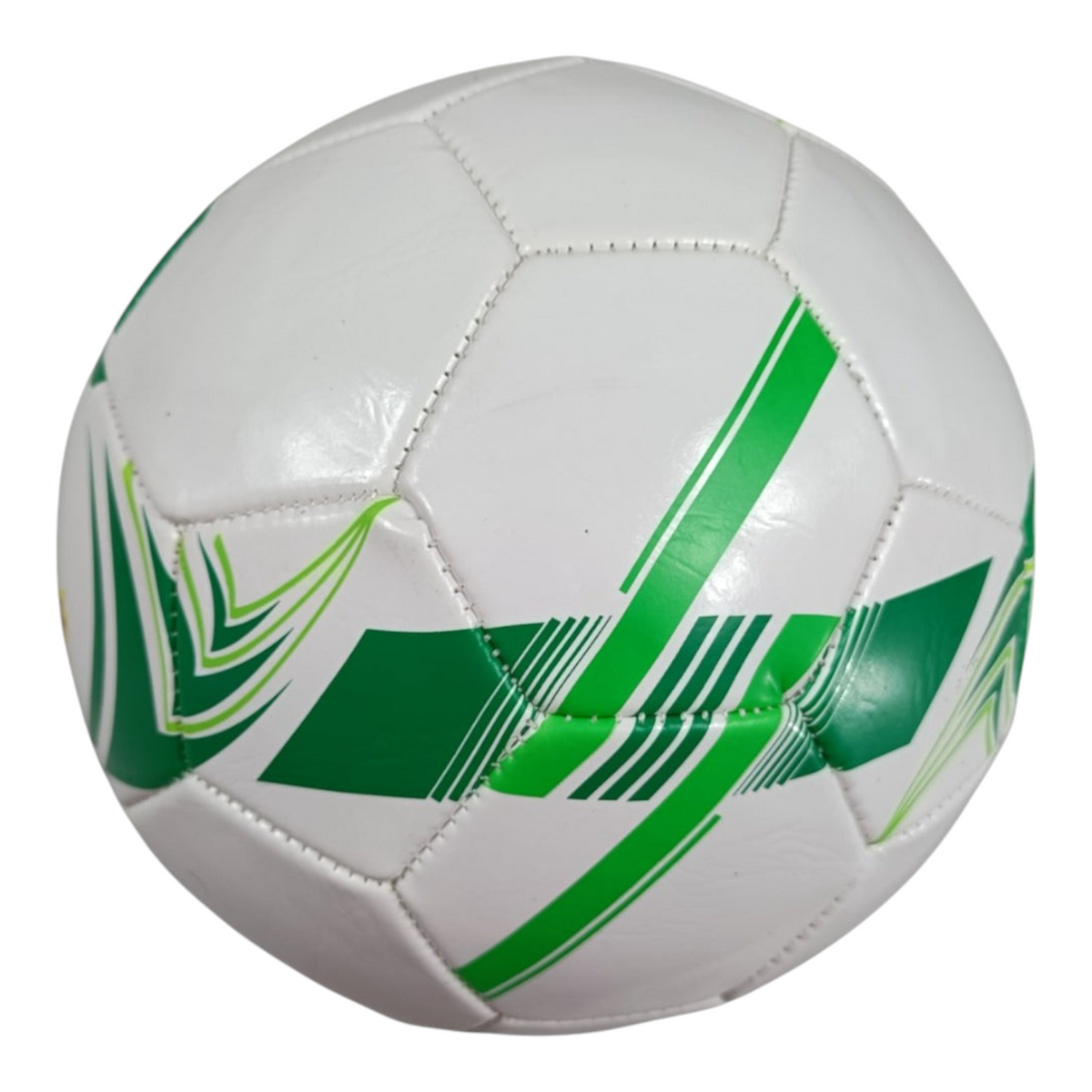Balón de fútbol Radach Sports Voit Spin número 5 en color blanco y verde con diseño de paneles sintéticos