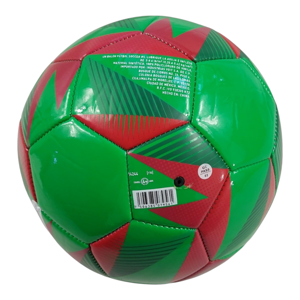 Balón de fútbol Radach Sports Voit número 5 en color verde y rojo con diseño de la Selección Mexicana