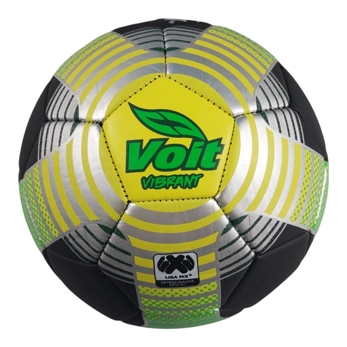 Balón de fútbol Radach Sports Voit Vibrant número 5 con diseño gráfico en colores amarillo, verde y negro