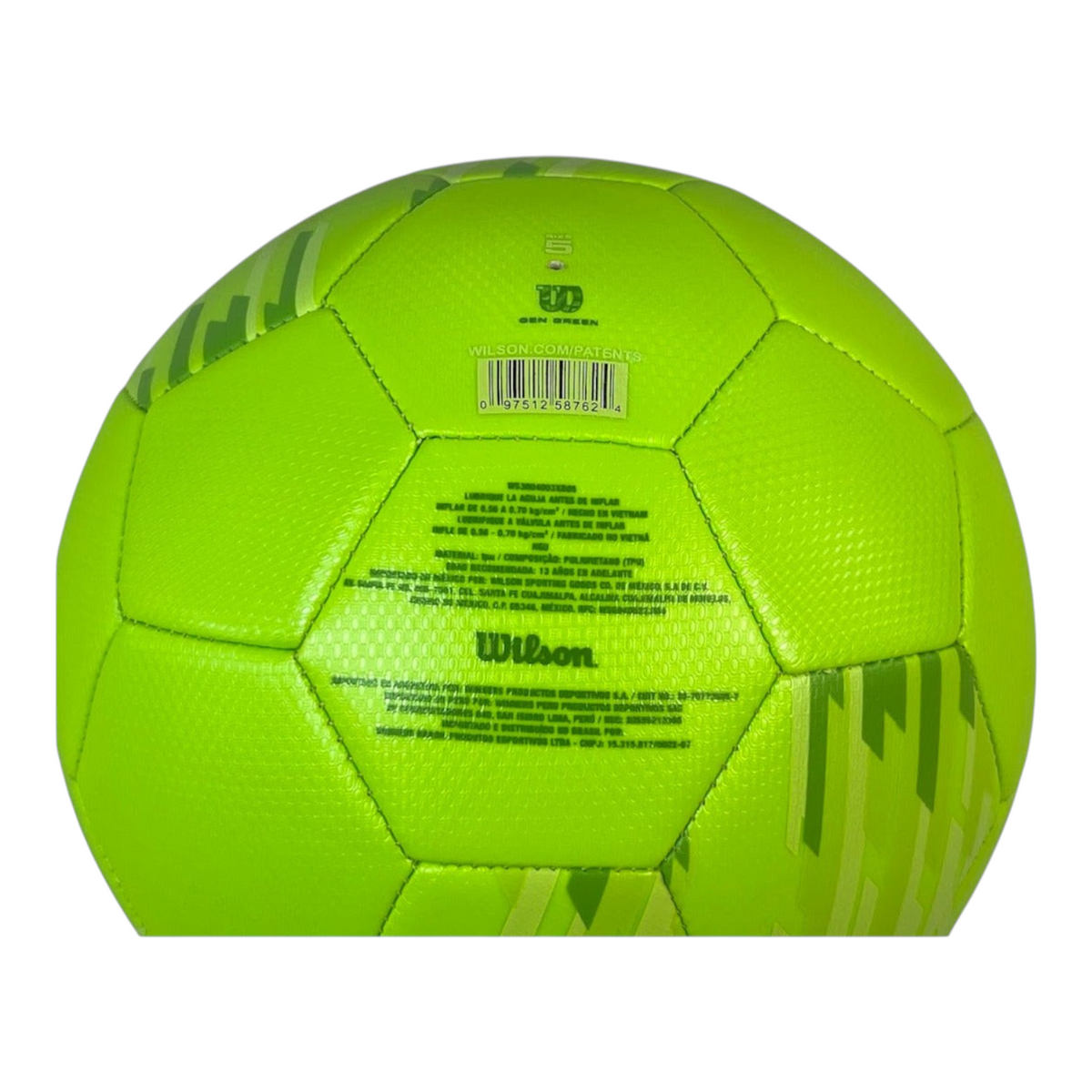 Balón de fútbol Radach Sports Wilson Vantage verde talla 5 fabricado con espuma EVA sostenible