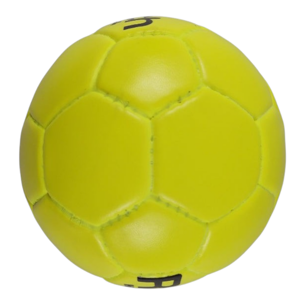 Balón de handball Radach Sports número 1 en color amarillo neón con costuras visibles y cámara de látex