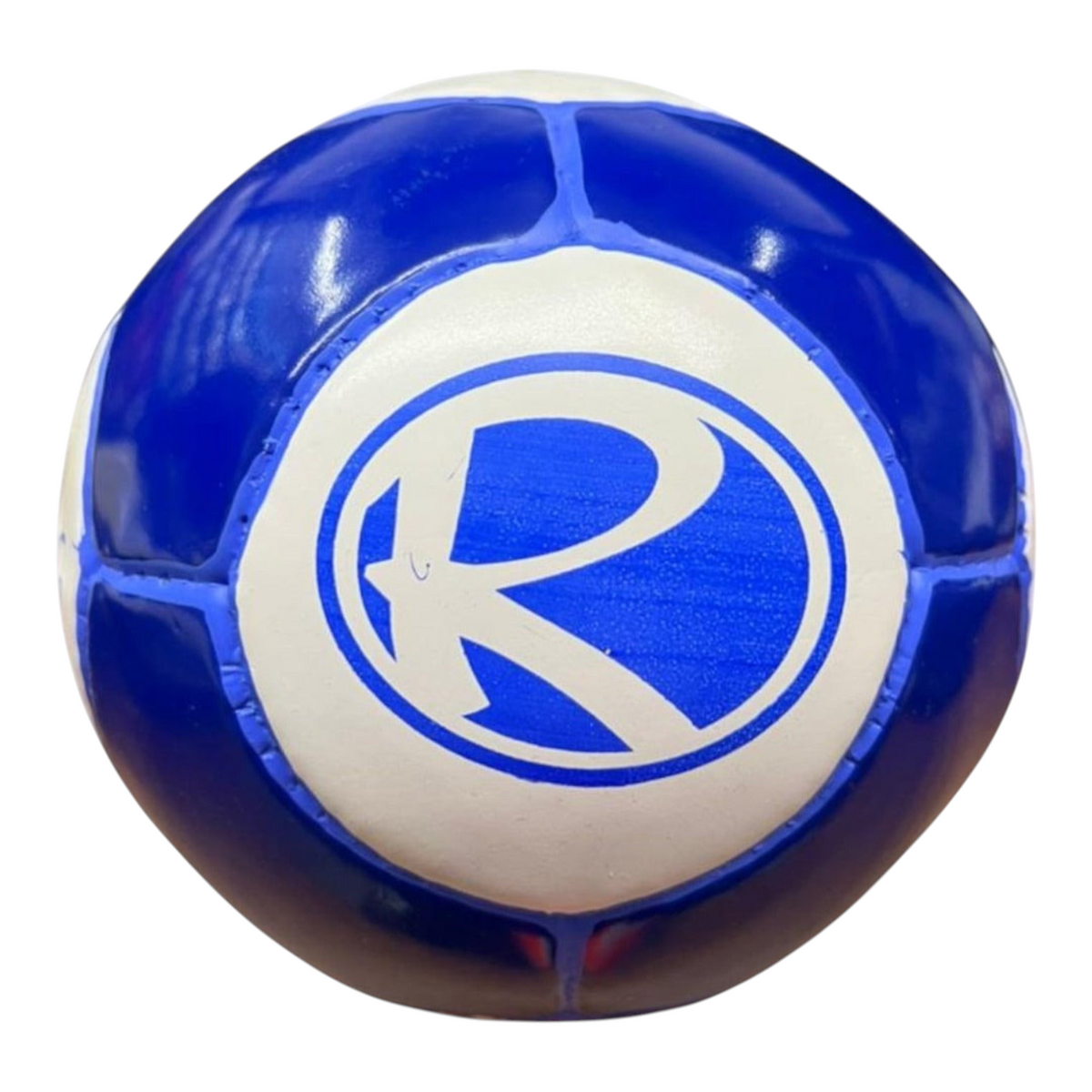 Balón de handball Radach Sports número 0 en color azul y blanco con logo impreso, fabricado en vinil resistente.