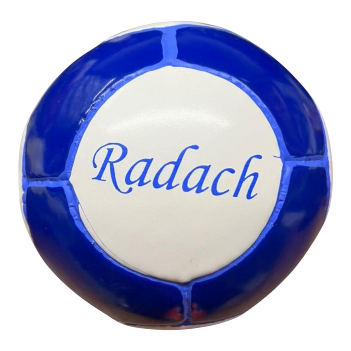 Balón de handball Radach Sports número 0 en color azul y blanco, fabricado en vinil resistente y cosido a mano.