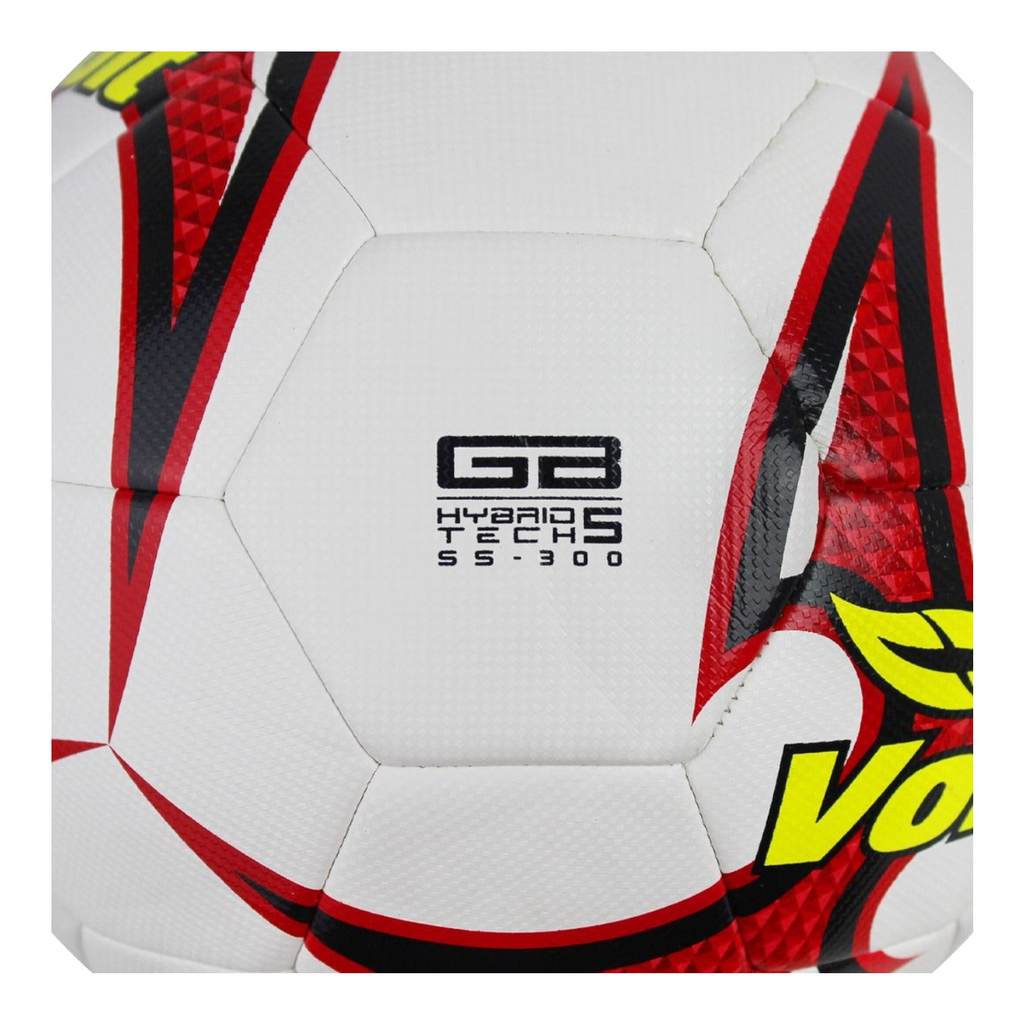 Balón de fútbol Radach Sports Voit Shuriken S300 número 5 con diseño híbrido en colores blanco, rojo y negro