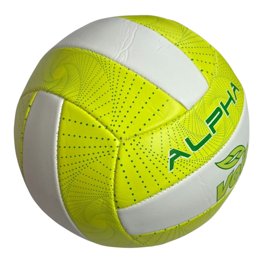 Balón de voleibol Radach Sports Voit Alpha tamaño 5 en color verde neón y blanco con diseño de puntos