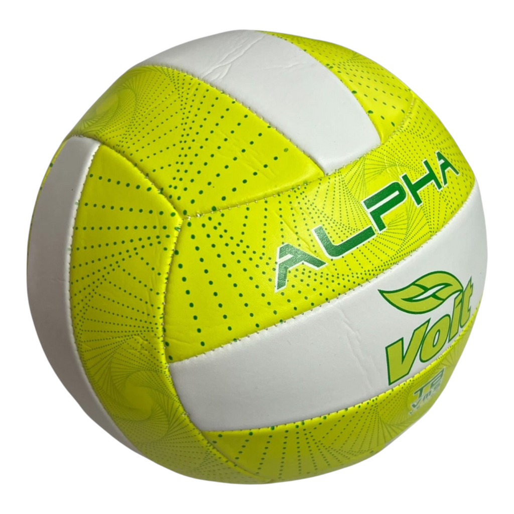 Balón de voleibol Voit Alpha Neon de Radach Sports, tamaño oficial 5 en PVC color verde neón y blanco con diseño