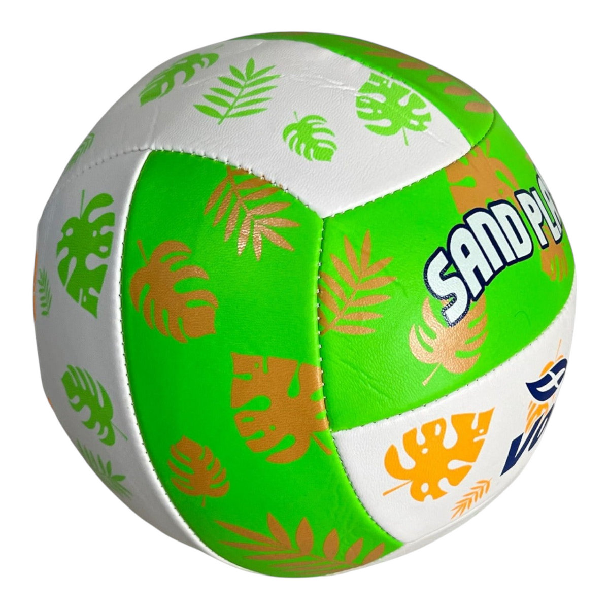 Balón de voleibol Voit Sand Play de Radach Sports en color blanco y verde con estampado de hojas tropicales