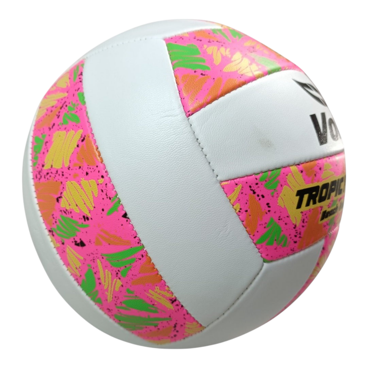 Balón de voleibol Voit Tropic Flight rosa tamaño 5 con diseño tropical, fabricado en PVC resistente para Radach Sports