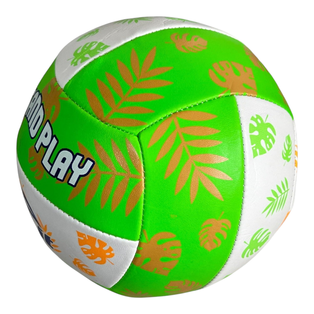 Balón de voleibol Radach Sports Voit Sand Play en color verde y blanco con estampado de hojas tropicales