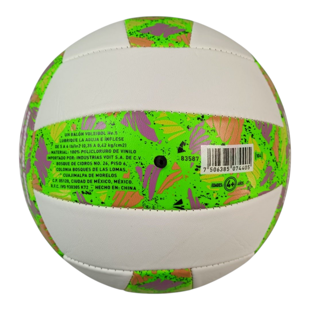 Balón de voleibol Radach Sports Voit Tropic Flight VS100 tamaño 5 en color verde con diseño tropical y blanco