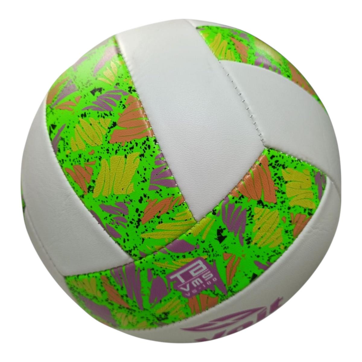Balón de voleibol Radach Sports Voit Tropic Flight VS100 tamaño 5 con diseño tropical verde, blanco y multicolor.
