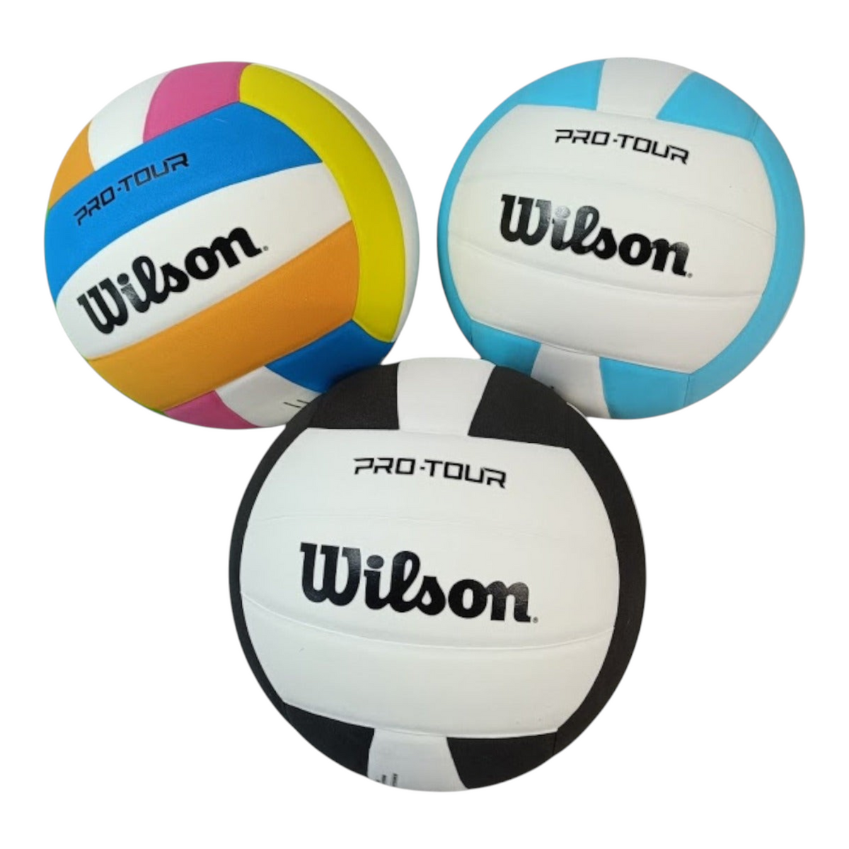 Pack de 3 balones de voleibol Radach Sports Wilson Pro Tour en colores multicolor, azul y negro para interior