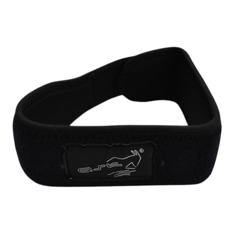 Banda para rótula Radach Sports de neopreno negro con ajuste de velcro resistente y logotipo bordado