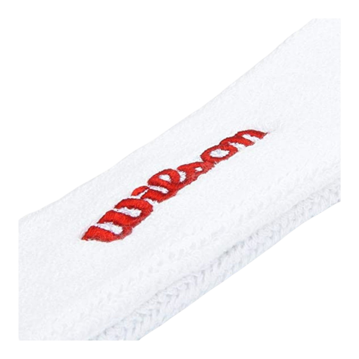 Bandana deportiva Radach Sports Wilson blanca de algodón absorbente con logotipo bordado en rojo