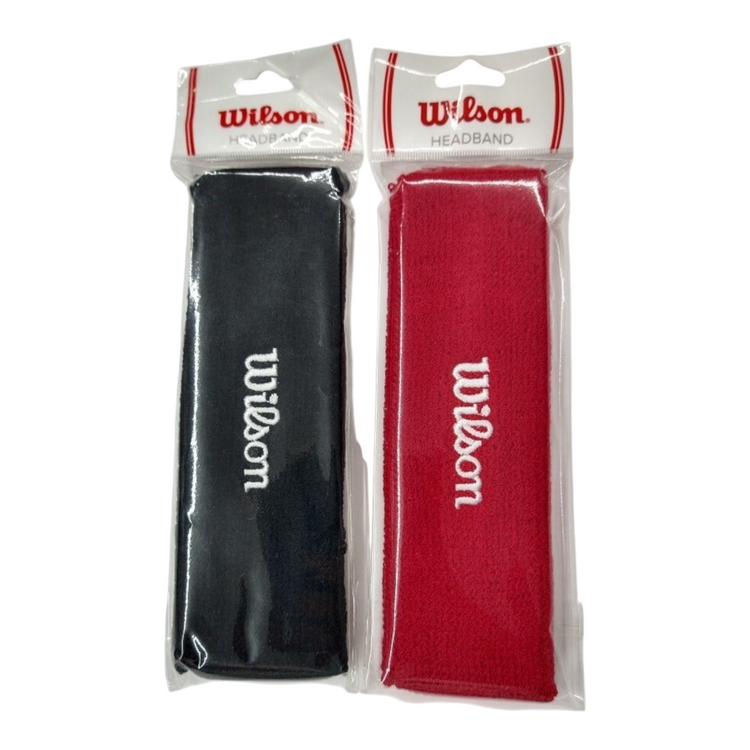 Pack de 2 bandas para cabeza Wilson de Radach Sports en colores rojo y negro, absorbentes y de tela duradera