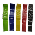 Set de 5 bandas de resistencia Radach Sports en colores verde, azul, amarillo, rojo y negro para entrenamiento
