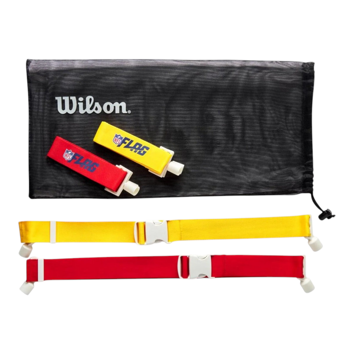 Set de 12 banderas Radach Sports Wilson NFL Flag de nailon duradero en colores rojo y amarillo con bolsa de malla