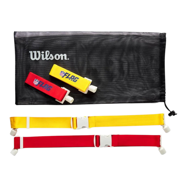 Set de 12 banderas Radach Sports Wilson NFL Flag de nailon duradero en colores rojo y amarillo con bolsa de malla