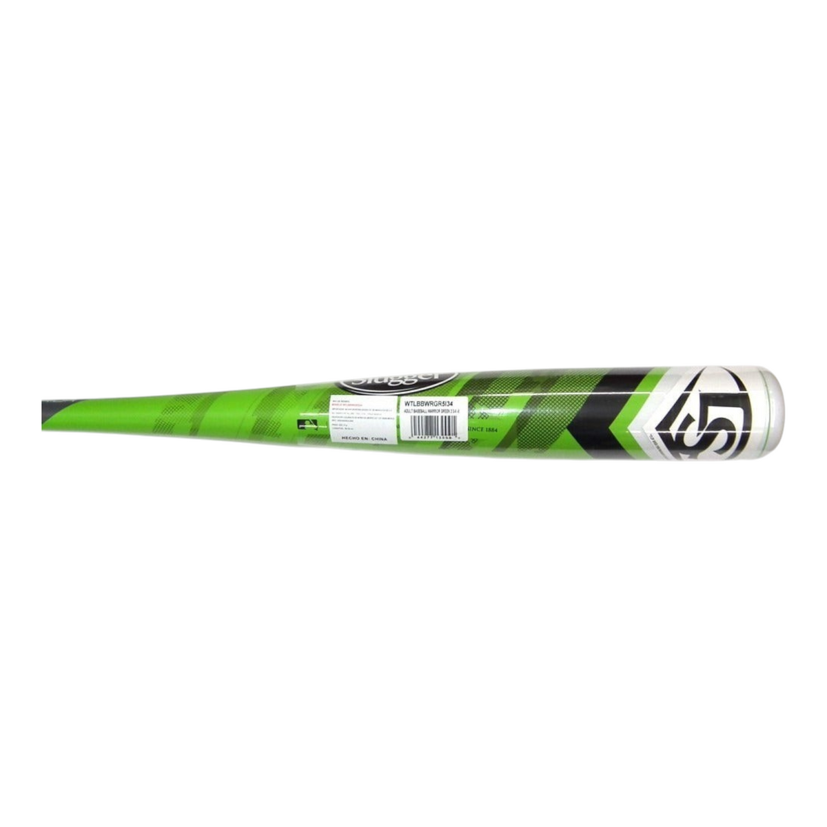Bat de béisbol Radach Sports Louisville Warrior verde y negro de 34 pulgadas con diseño ligero y barril de 2 3/4