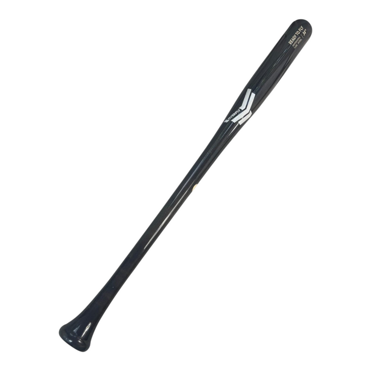 Bat de béisbol profesional Radach Sports Overfly de 34 pulgadas en madera gris con gráficos blancos y dorados