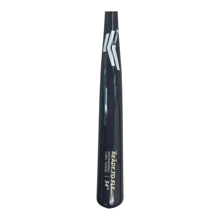 Bat de béisbol profesional Radach Sports Overfly de 34 pulgadas en madera gris con detalles en blanco y dorado