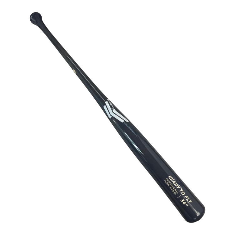 Bat de béisbol profesional Radach Sports Overfly de 34 pulgadas en madera color gris con detalles en blanco y dorado