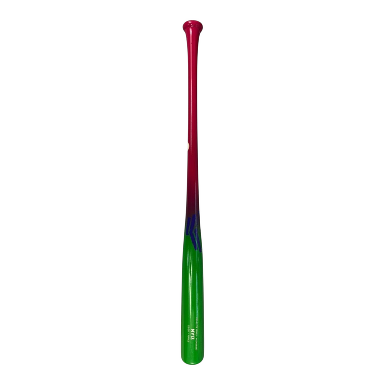 Bat de béisbol Radach Sports Elite Series MY13 de madera maple profesional en colores rosa y verde con acabado brillante