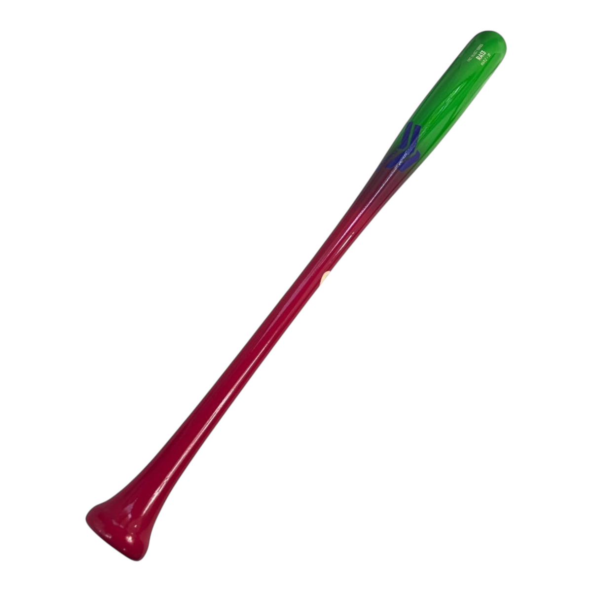 Bat de béisbol Radach Sports Pro Select Series RA13 de madera maple, 33 pulgadas, en colores rojo, púrpura y verde.