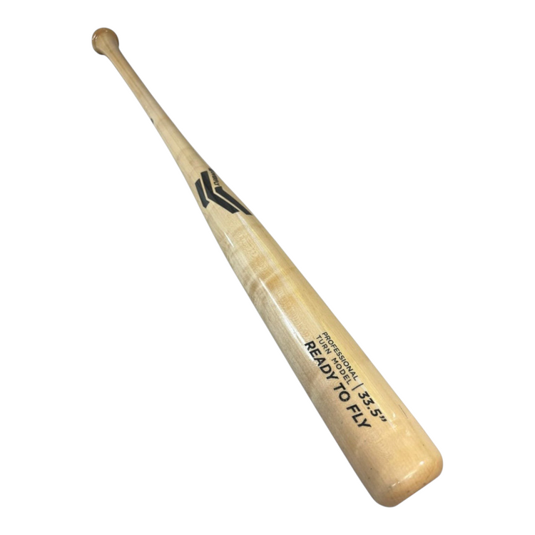 Bat de béisbol Radach Sports Overfly Ready To Fly de madera natural barnizada de 33.5 pulgadas con grabado profesional