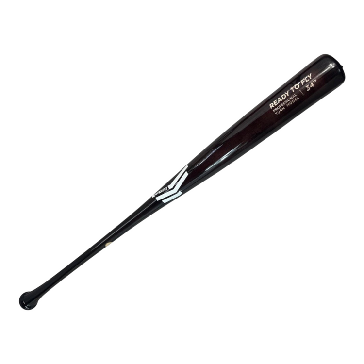 Bat de béisbol profesional Radach Sports Overfly de 34 pulgadas en madera negra brillante con grabado Ready To Fly