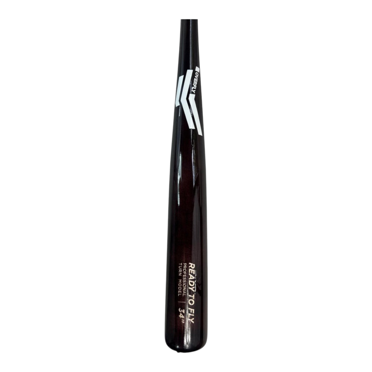 Bat de béisbol profesional Radach Sports Overfly de 34 pulgadas en madera negra brillante con detalles caoba