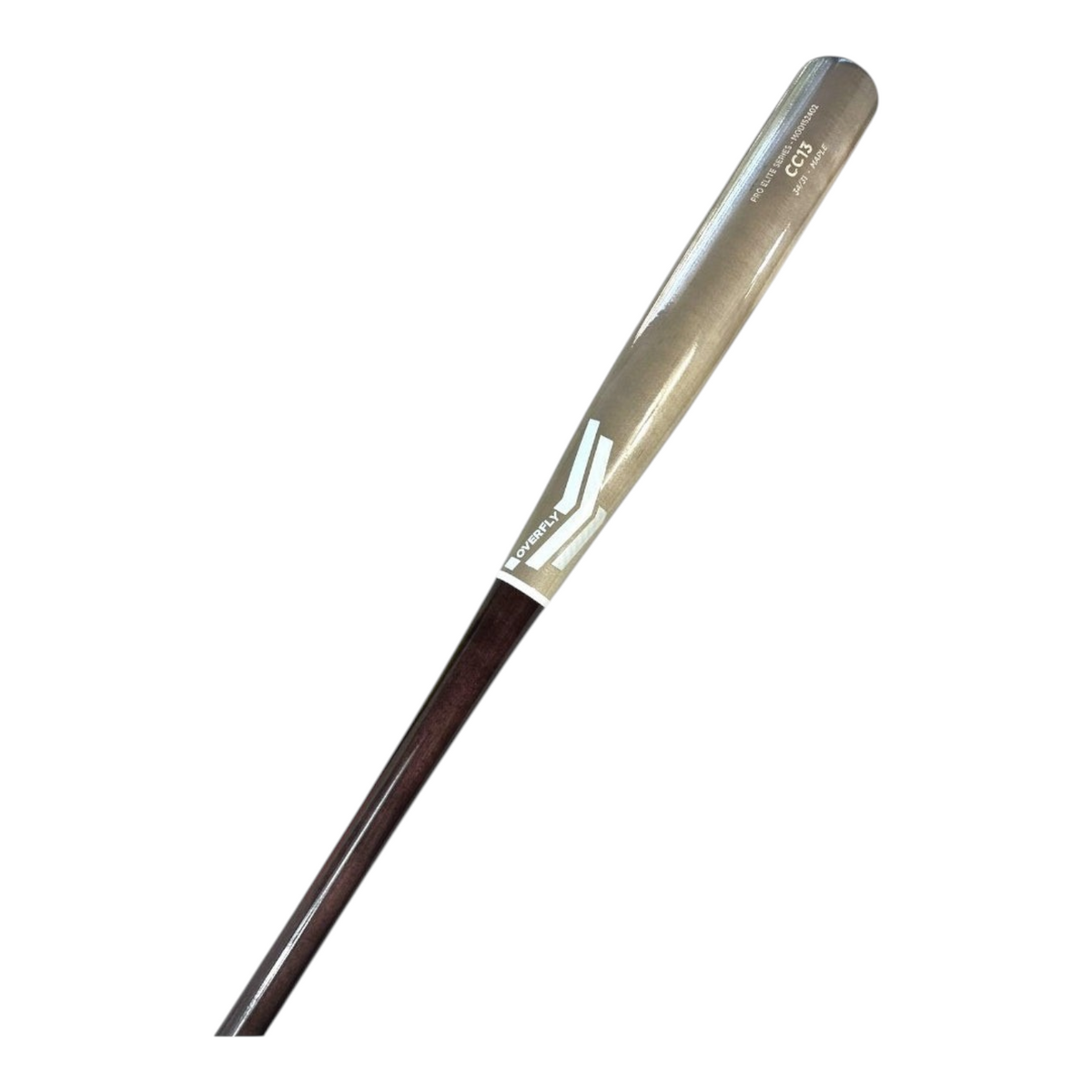 Bat de béisbol Radach Sports Overfly Pro Elite CC13 de madera de maple, barril gris y mango café, 34 pulgadas.