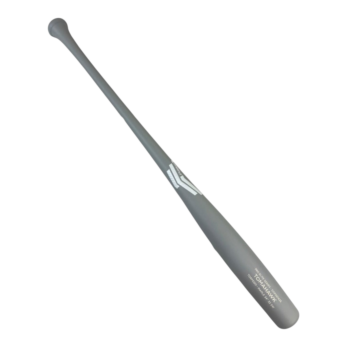 Bat de béisbol Radach Sports Overfly Tomahawk de madera de maple gris mate con diseño torpedo de 34 pulgadas