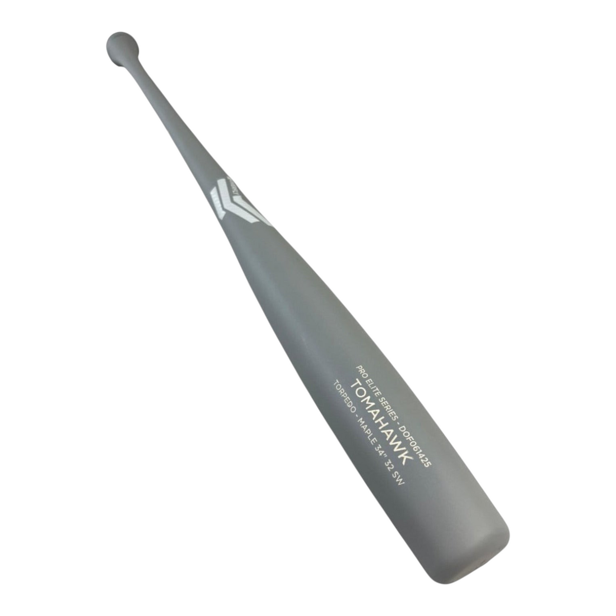 Bat de béisbol Radach Sports Overfly Tomahawk Pro Elite de madera maple en color gris mate con diseño torpedo