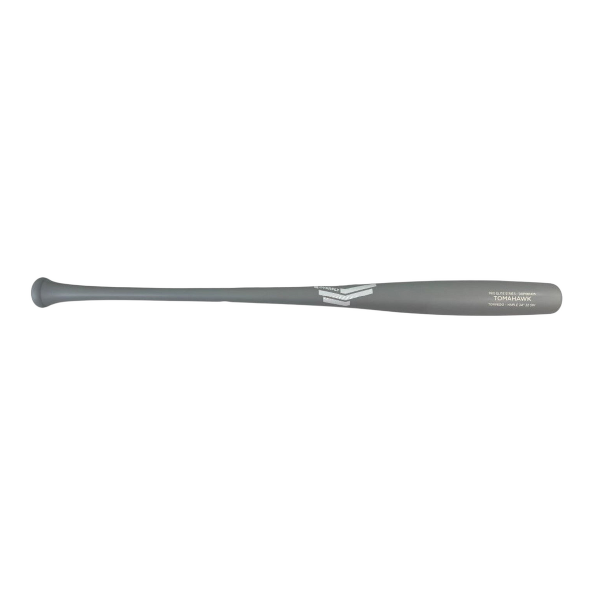 Bat de béisbol Radach Sports Overfly Tomahawk de maple profesional en color gris mate con diseño tipo torpedo