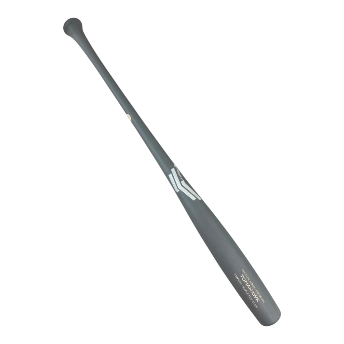 Bat de béisbol Radach Sports Overfly Tomahawk Pro Elite de madera de maple en color gris mate con diseño torpedo