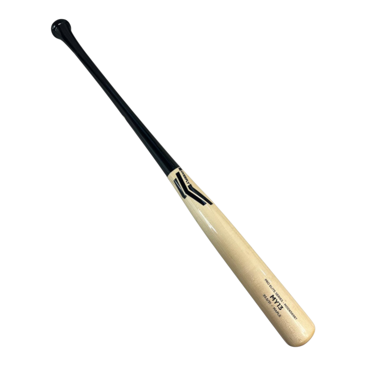 Bat de béisbol Radach Sports Overfly MY13 de maple profesional, barril natural y mango negro de 33.5 pulgadas.