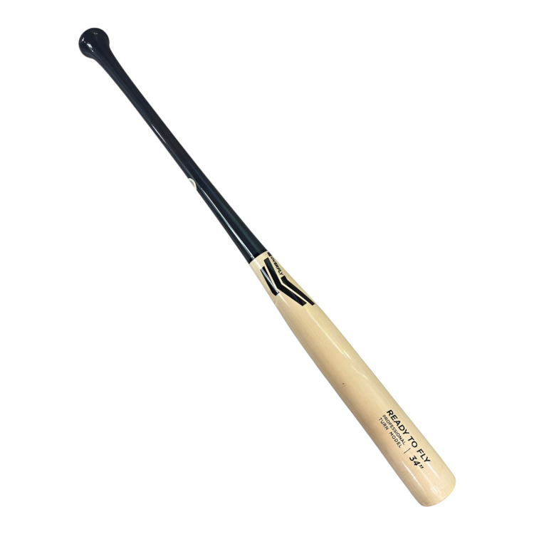 Bat de béisbol Radach Sports Ready To Fly de madera de maple profesional, diseño bicolor natural y negro de 34 pulgadas