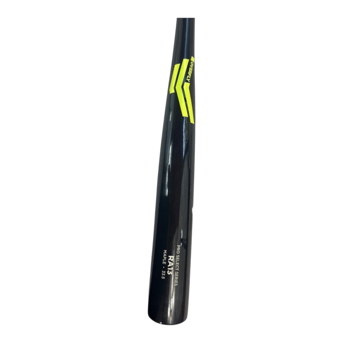 Bat de béisbol Radach Sports Overfly Pro Select RA13 de madera de maple negra con detalles en verde lima brillante