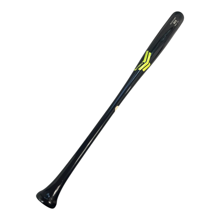 Bat de béisbol Radach Sports Overfly Pro Select RA13 de madera de maple en color negro con detalles en verde lima